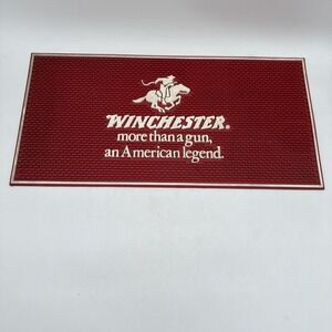 Vintage Winchester Red Horse & Rider More Than A Gun Rubber Store Counter Mat